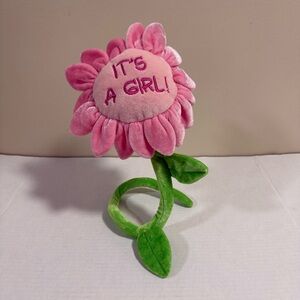Poseable Pink & Green Flower Plush 2 Ft Flower It’s A Girl Newborn Baby